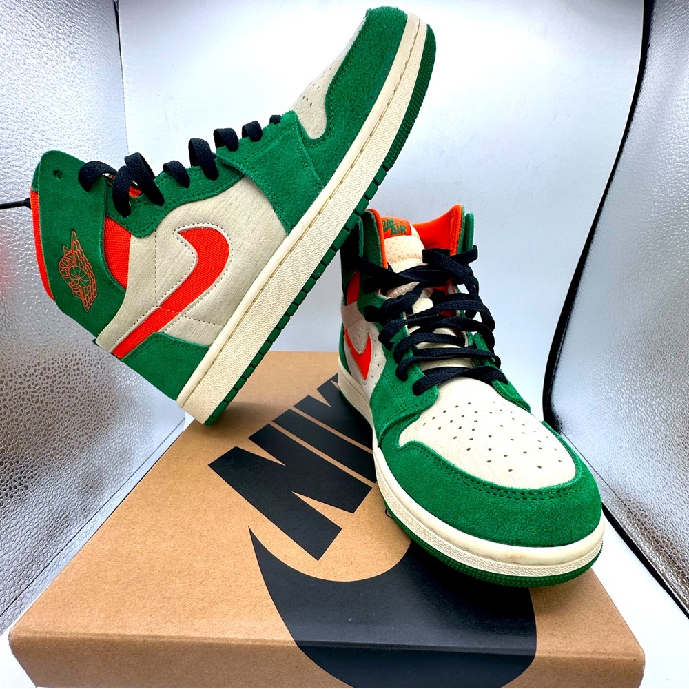 Nike WMNS Jordan 1 size 9.5 pine green and orange sneaker